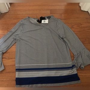 Size Medium new with tags The Limited black/blue/white blouse.